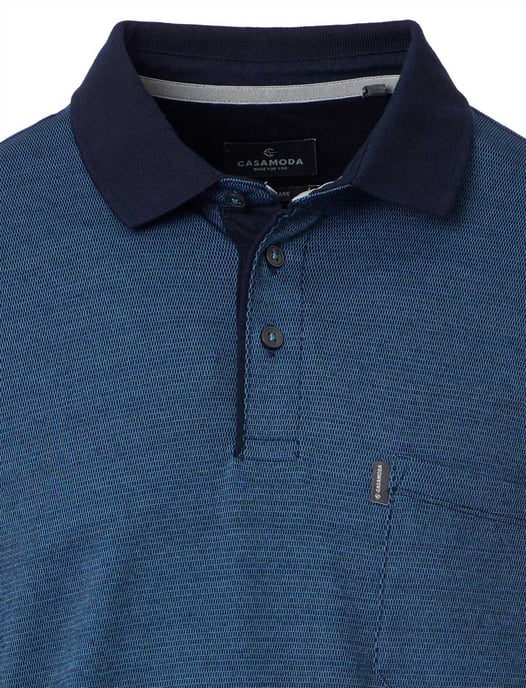 Casa Moda Polo lange mouw donkerblauw effen katoen - Image 3
