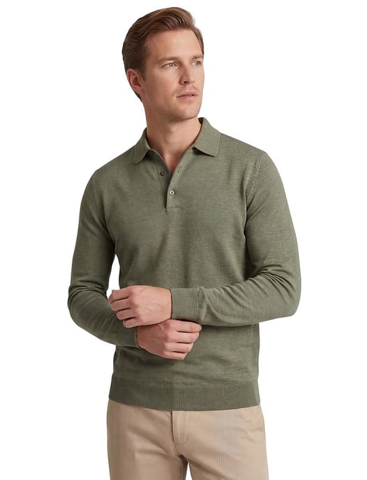Poloshirt groen gemeleerd Profuomo 3 knoops normale fit - Image 2