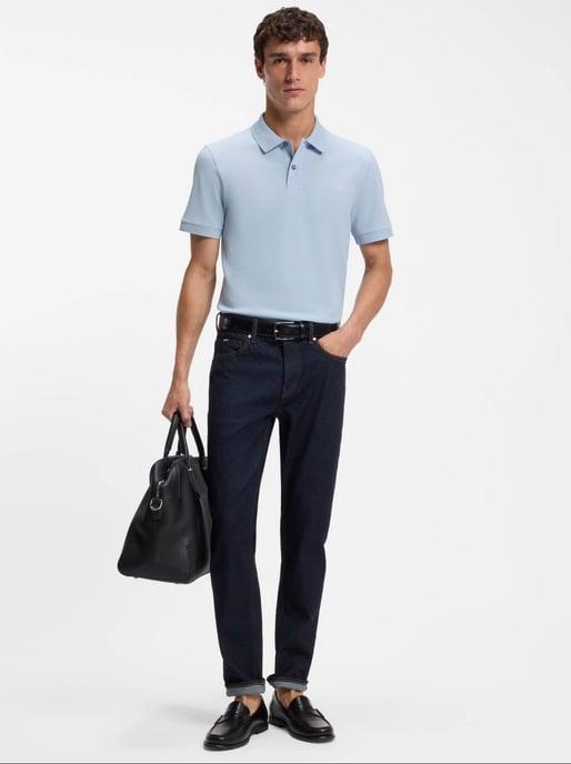 Mens Light Pastel Blue Pallas Short Sleeve Polo Shirt - Image 2