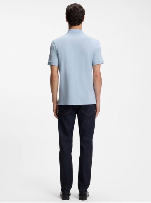 Mens Light Pastel Blue Pallas Short Sleeve Polo Shirt - Image 3