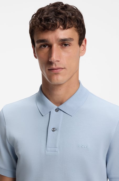 Mens Light Pastel Blue Pallas Short Sleeve Polo Shirt - Image 4