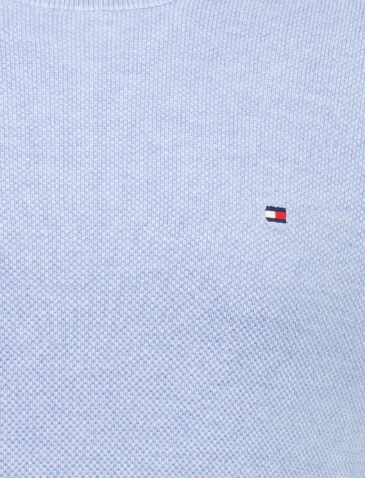 lichtblauw structuur trui Tommy Hilfiger ronde hals gemêleerd - Image 3