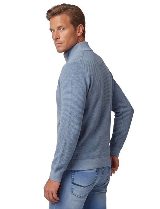 trui half-zip met textuur Casa Moda blauw ronde hals - Image 2