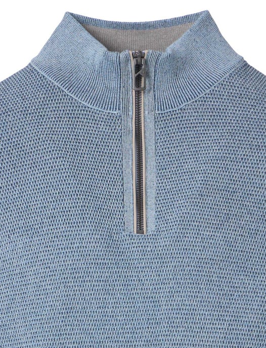 trui half-zip met textuur Casa Moda blauw ronde hals - Image 3
