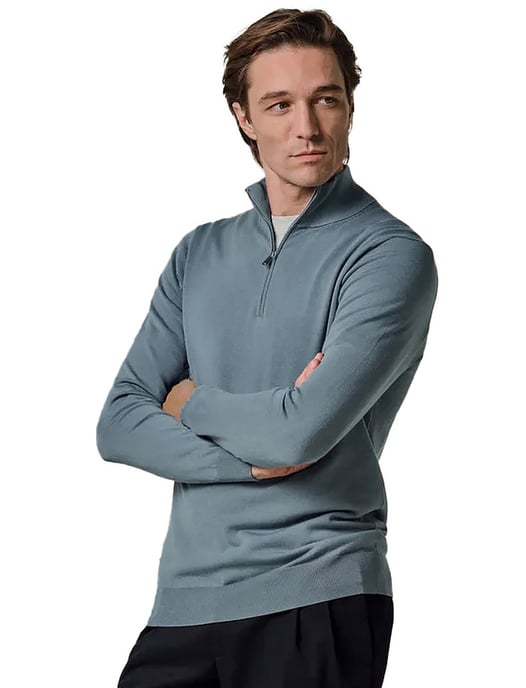 Half zip pullover blauw  Profuomo tencel - Image 2