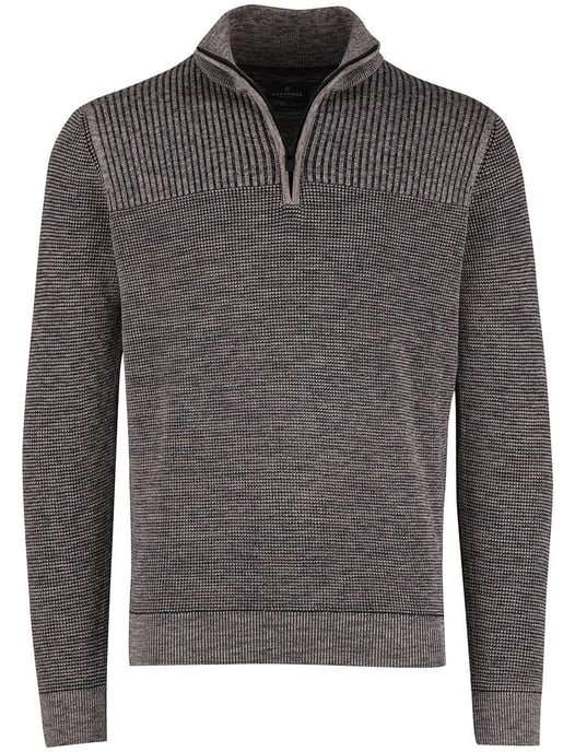 Half zip trui Casa Moda grijs structuur - Image 1