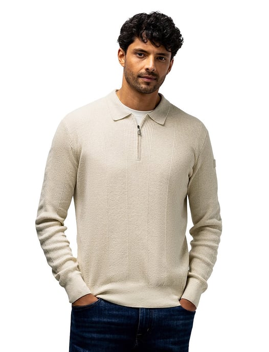 Trui State of Art half zip beige - Image 1