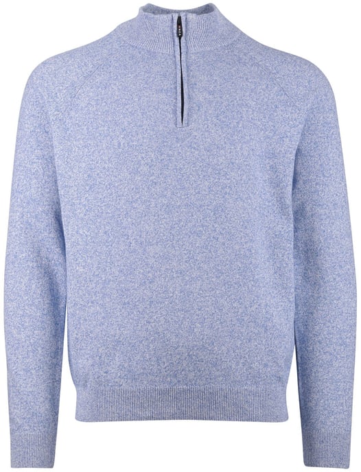 trui New Zealand blauw half zip gemeleerd normale fit - Image 3