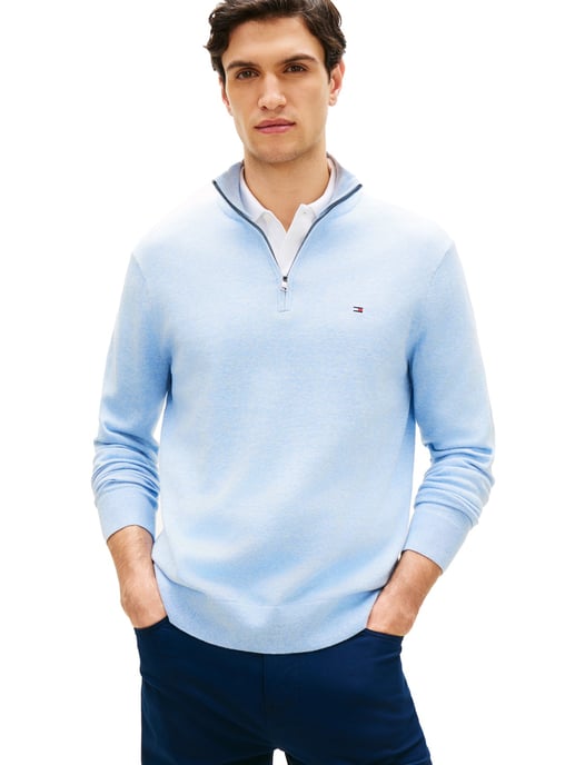 Lichtblauwe half zip trui Tommy Hilfiger katoen - Image 1