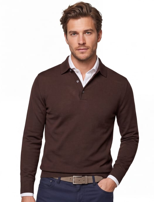 Polo bruin Profuomo normale fit 3 knoopjes - Image 1