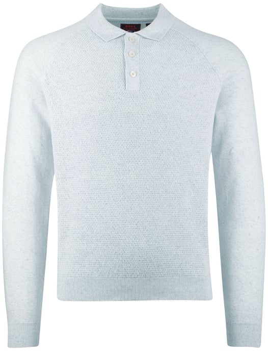 trui New Zealand lichtblauw polokraag normale fit gebreid - Image 3