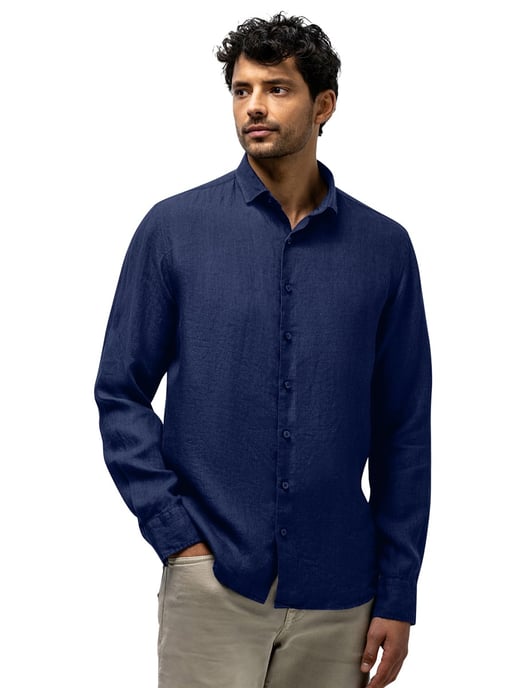 Overhemd State of Art donkerblauw wijde fit semi wide spread - Image 1