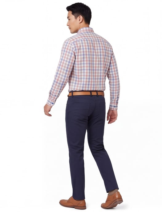 Overhemd Giordano geruit rood blauw met borstzak - Image 2