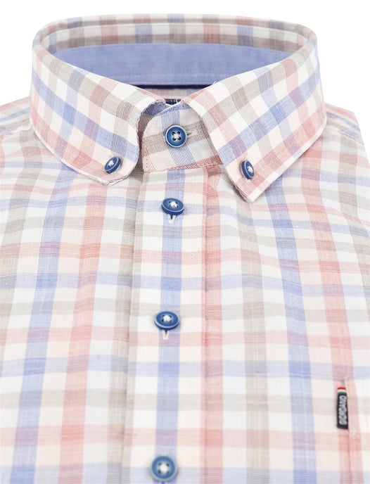 Overhemd Giordano geruit rood blauw met borstzak - Image 3