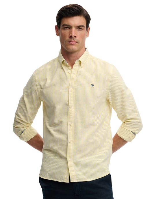 Overhemd Superdry geel wit gestreept slim fit - Image 1