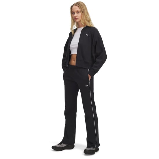 Under Armour Rival-joggingbroek met zijstrepen en uitlopende pijpen voor dames (Zwart gemêleerd) - Image 4