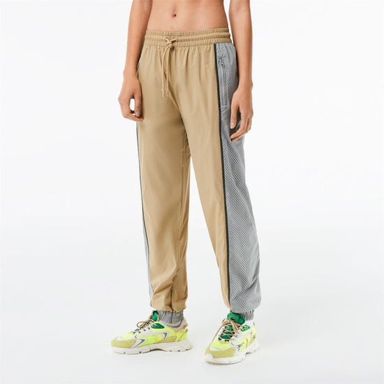 Lacoste Elastische, slim-fit trainingsbroek met kleurblokken voor dames (Cement) - Image 2