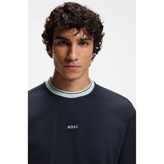 Men's Boss Te_Blocks 00404 in Dark Blue - Image 4