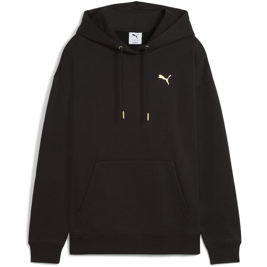 Women's Puma Maximal Metallic Comfort Tech Fleece Overhead Hoodie in Puma Black - Image 1