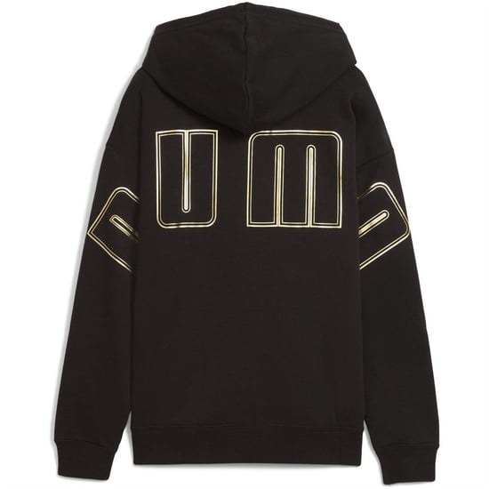 Women's Puma Maximal Metallic Comfort Tech Fleece Overhead Hoodie in Puma Black - Image 2