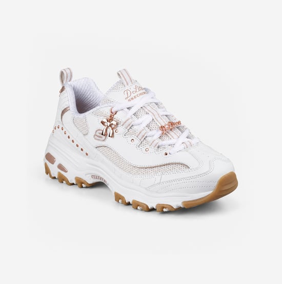 Skechers D'lites - 20th Anniversary Womens Casual Trainers White/rose Gold - Image 2