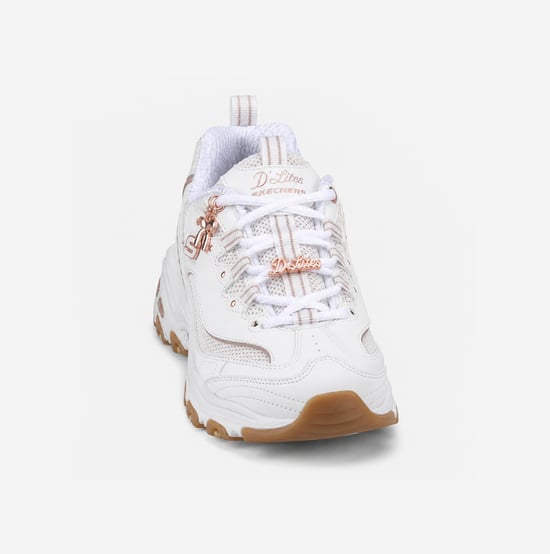 Skechers D'lites - 20th Anniversary Womens Casual Trainers White/rose Gold - Image 4
