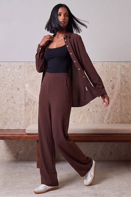 Wide Leg Stretch Trousers - Image 2