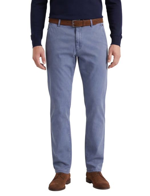 Katoenen broek Meyer Roma blauw gemêleerd - Image 1
