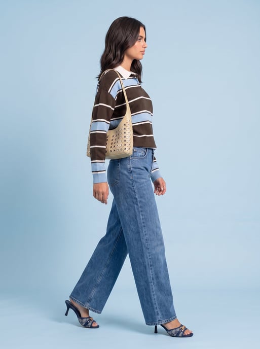 Blue Wool Blend Stripe Jumper - Image 2