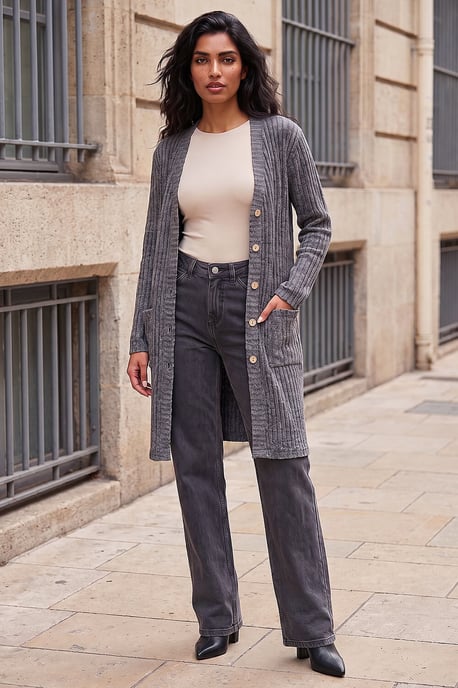 Ribbed Jersey Snit Cardigan - Image 4