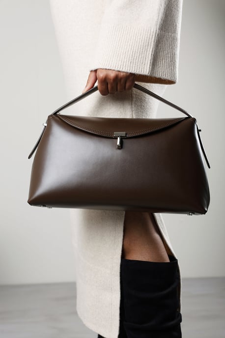 Where's That From Womens Havina Leather Grab Bag with Gold Clasp Detail - Image 1