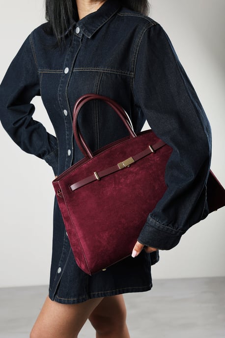 Where's That From Womens Grelle Leather Belt Lock Detail Tote Bag - Image 1