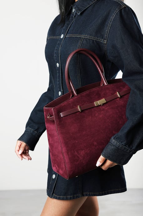 Where's That From Womens Grelle Leather Belt Lock Detail Tote Bag - Image 2
