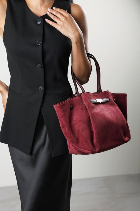 Where's That From Womens 'Dove' Suede Handheld Tote Bag - Image 1