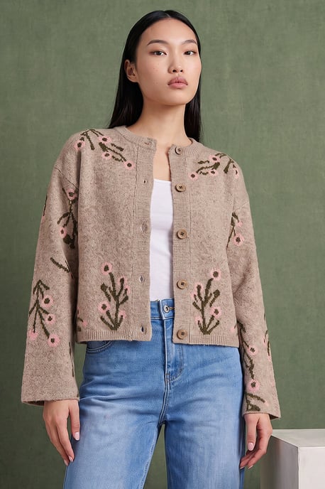 Floral Knitted Cardigan - Image 1