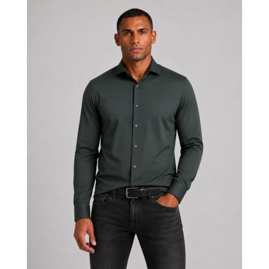 Pure E41300-21750 436 forest green plain overhemd - Image 1