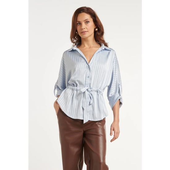 Smashed Lemon Blouse met structuurstreep en tailleceintuur | - Image 2