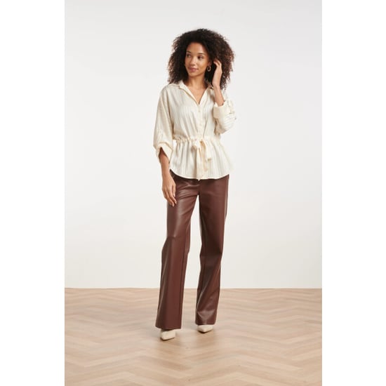 Smashed Lemon Blouse met structuurstreep en tailleceintuur | - Image 3