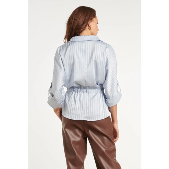 Smashed Lemon Blouse met structuurstreep en tailleceintuur | - Image 3