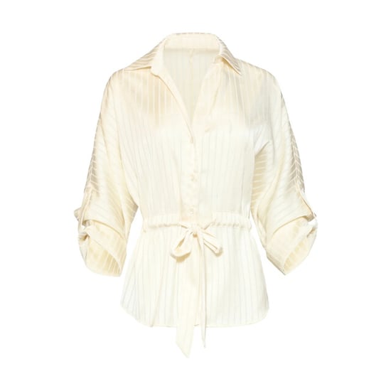 Smashed Lemon Blouse met structuurstreep en tailleceintuur | - Image 4