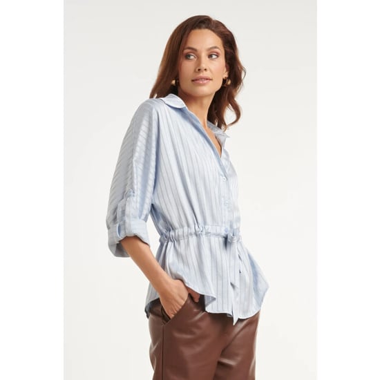 Smashed Lemon Blouse met structuurstreep en tailleceintuur | - Image 5