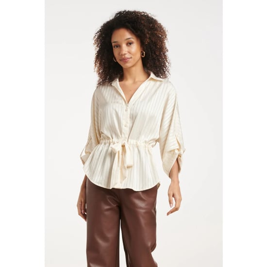 Smashed Lemon Blouse met structuurstreep en tailleceintuur | - Image 6