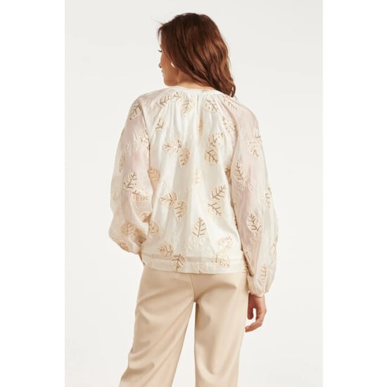 Smashed Lemon Blouse met geborduurde bladapplicaties en paillettendetails | - Image 3