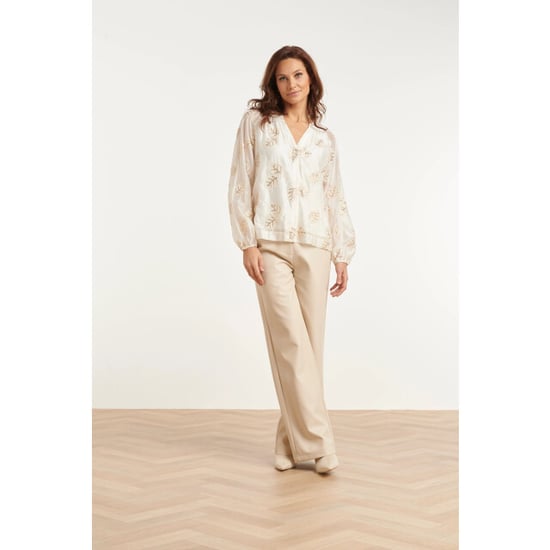 Smashed Lemon Blouse met geborduurde bladapplicaties en paillettendetails | - Image 4