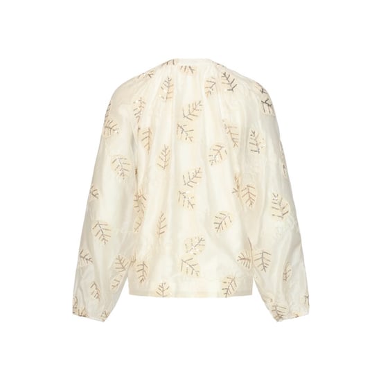 Smashed Lemon Blouse met geborduurde bladapplicaties en paillettendetails | - Image 5