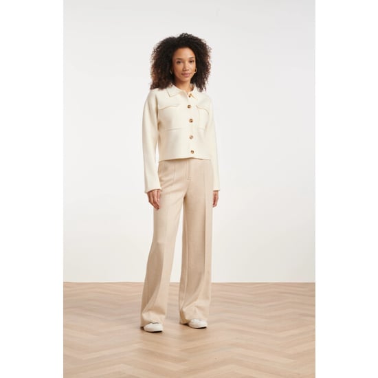 Smashed Lemon Wide leg broek van geweven stof met visgraatstructuur | - Image 6
