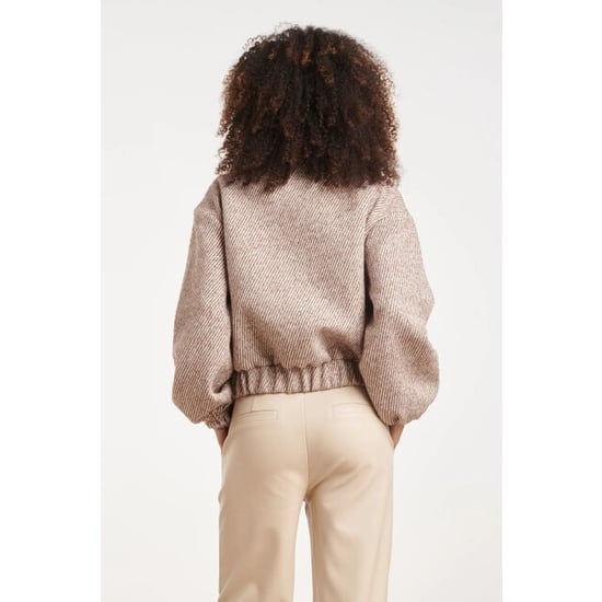 Smashed Lemon Off-white en gestreept kort bomberjack met hoge kraag | - Image 3
