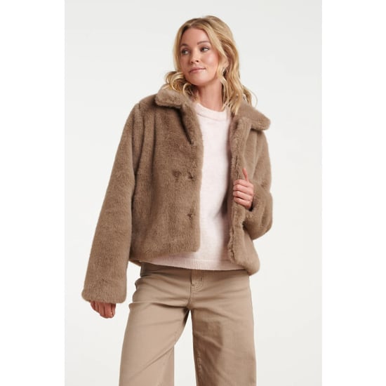 Smashed Lemon Korte faux fur jas met kraag | - Image 1
