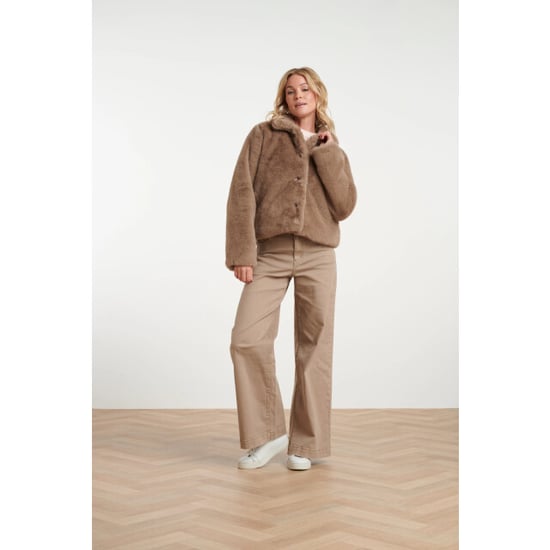 Smashed Lemon Korte faux fur jas met kraag | - Image 3