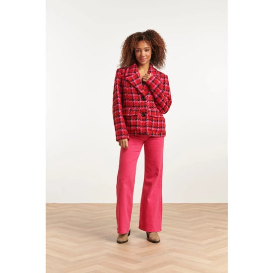 Smashed Lemon 23626 kort damesjas met pied-de-poule print | - Image 3